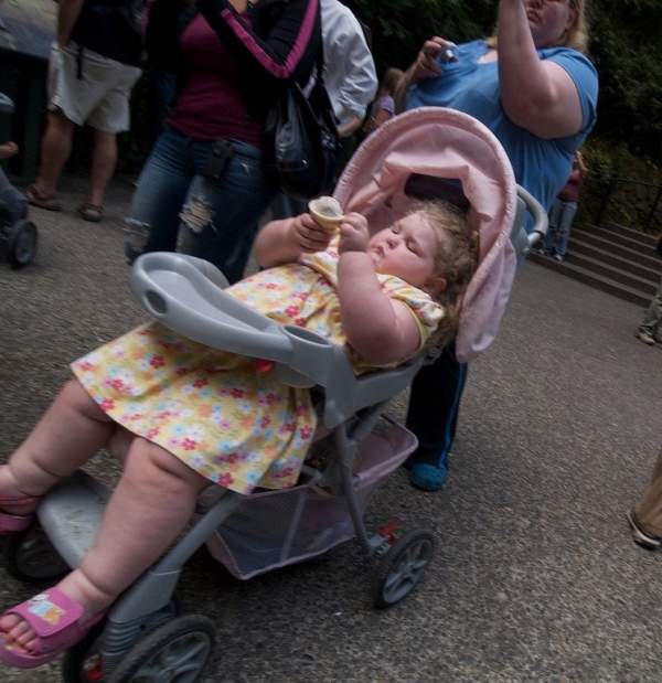 Fat girl in a stroller